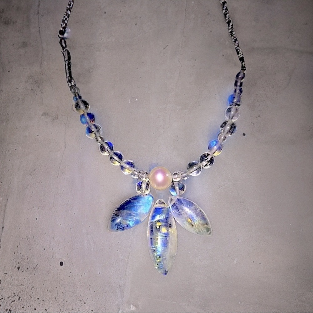 Hand Crafted Rainbow Moonstone & Pearl Necklace!